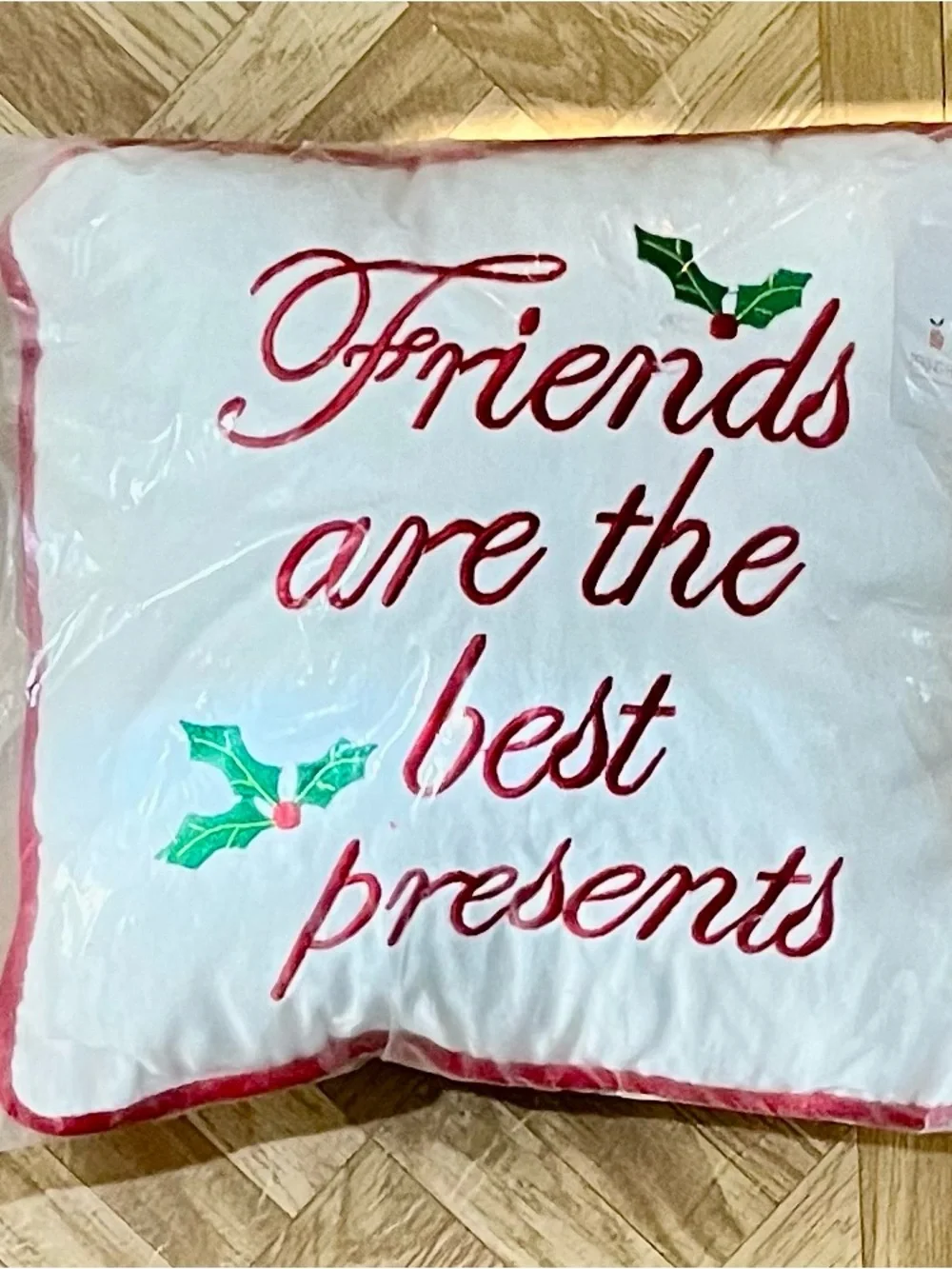 NWT Peking Handicraft Christmas Pillow Friends Best Presents 10x10